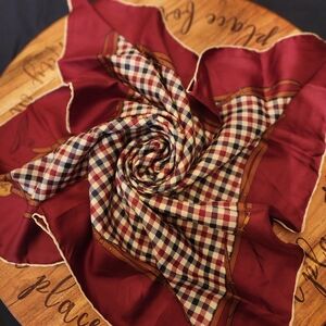 Aquascutum London Burgundy and Checkered Scarf